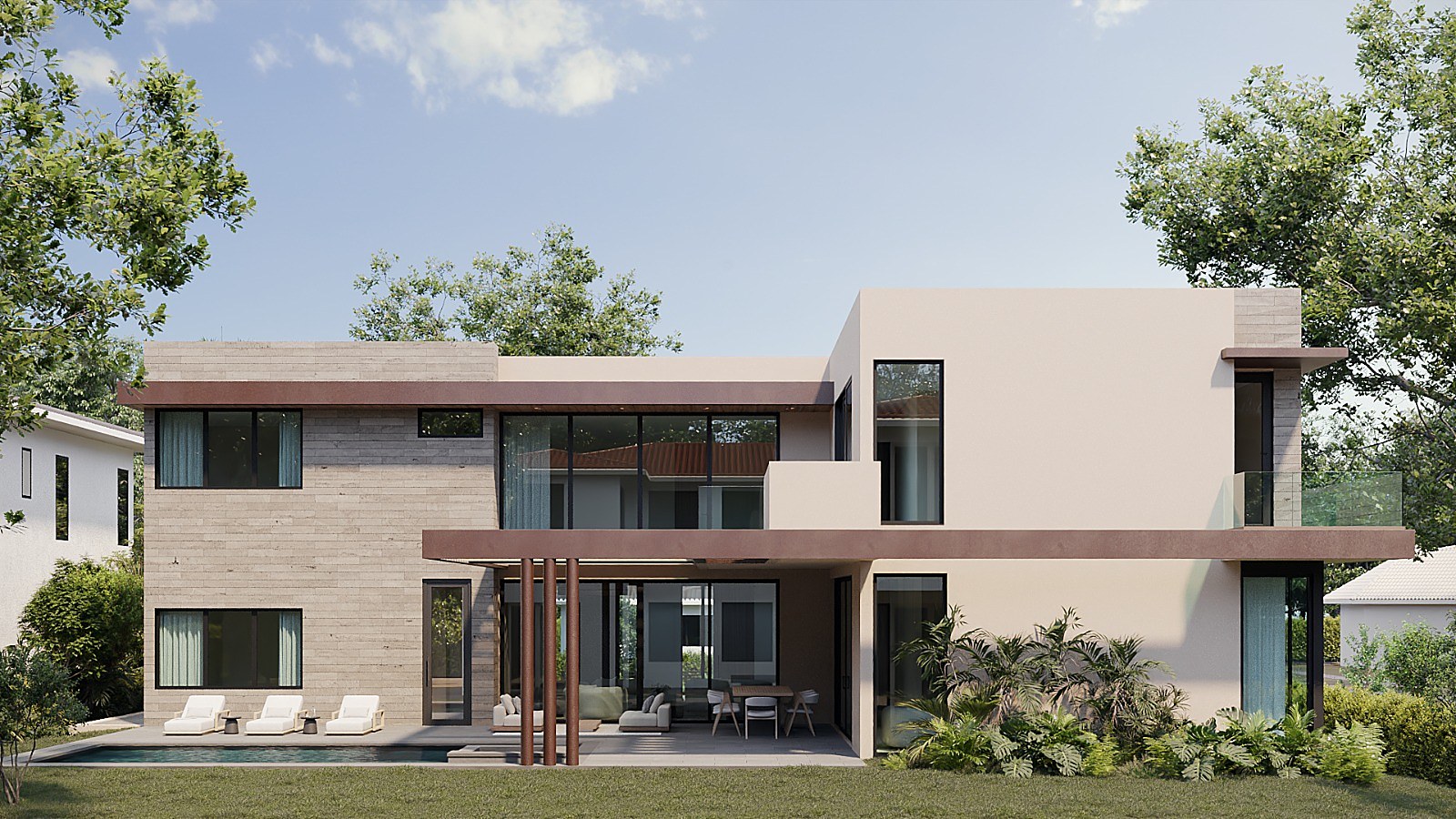 Adams — proposed rear elevation and pool