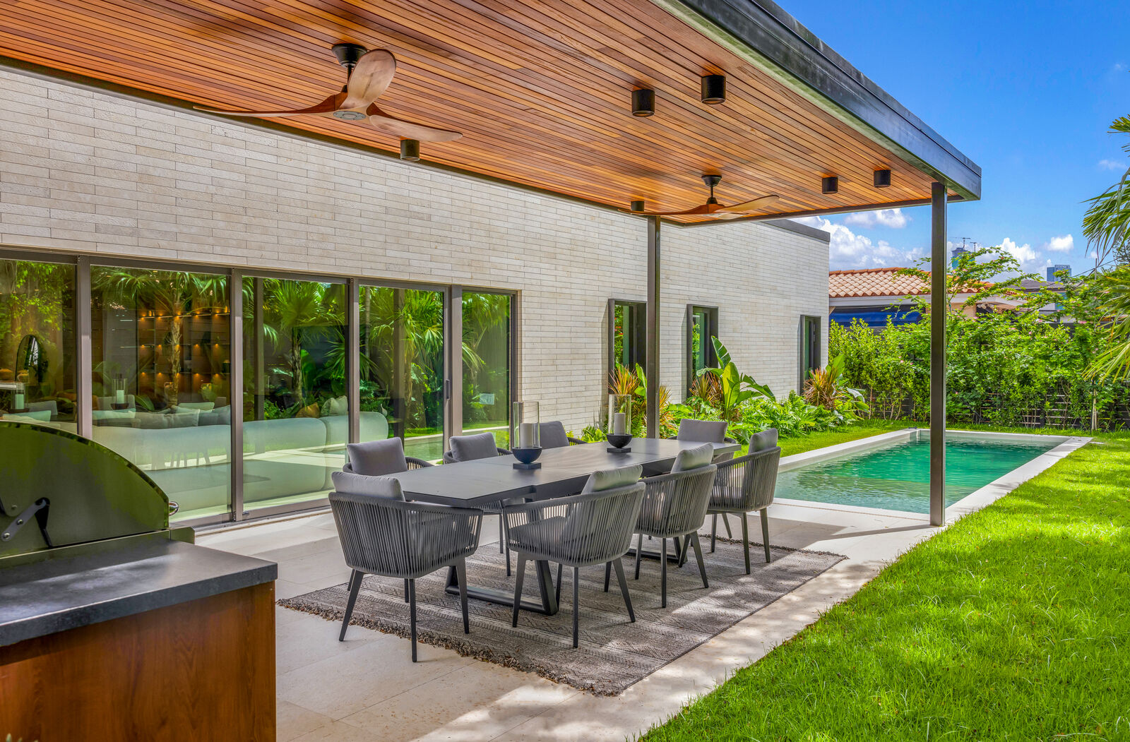 72 — outdoor kitchen and pool