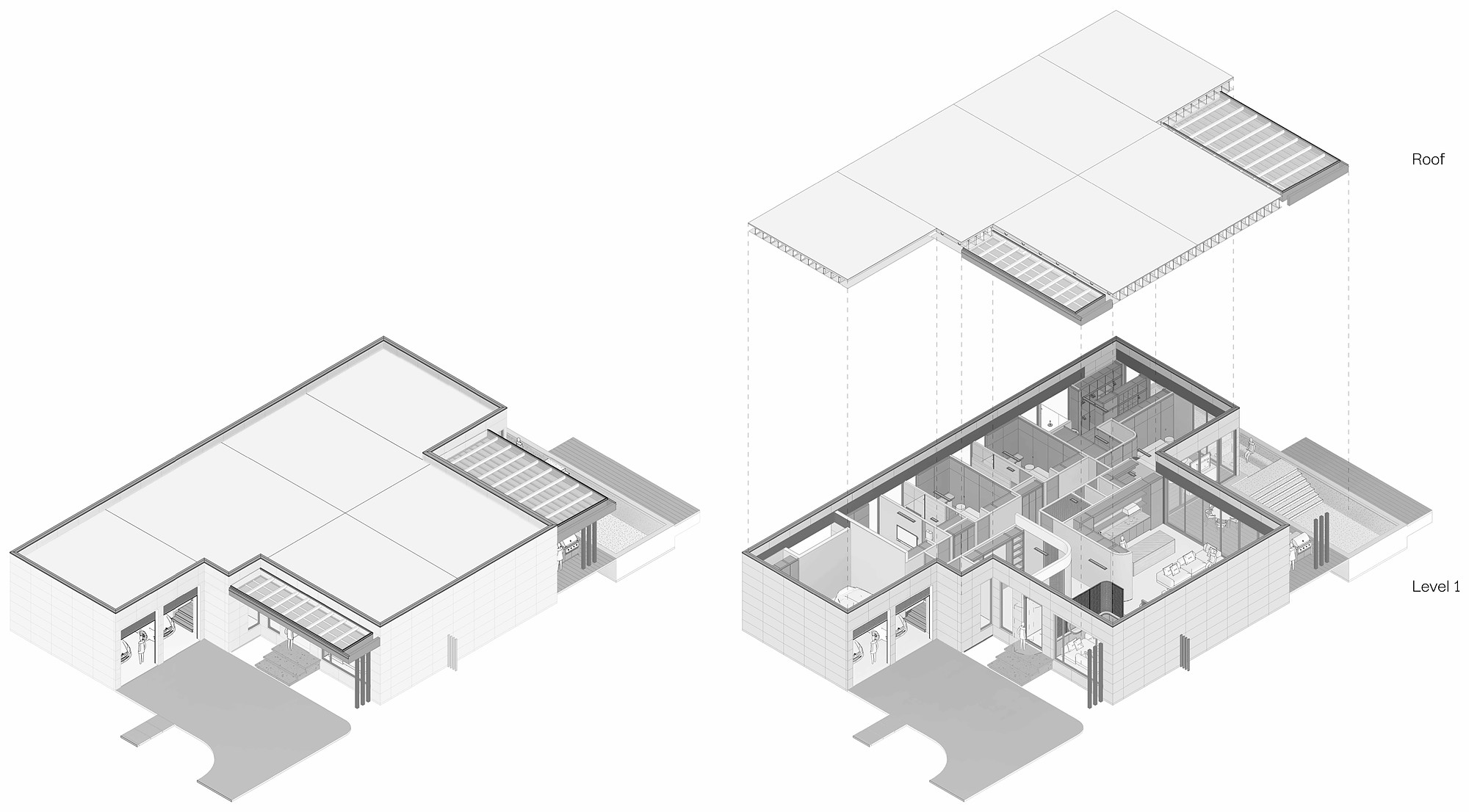 285 — site and massing, 3D axonometric