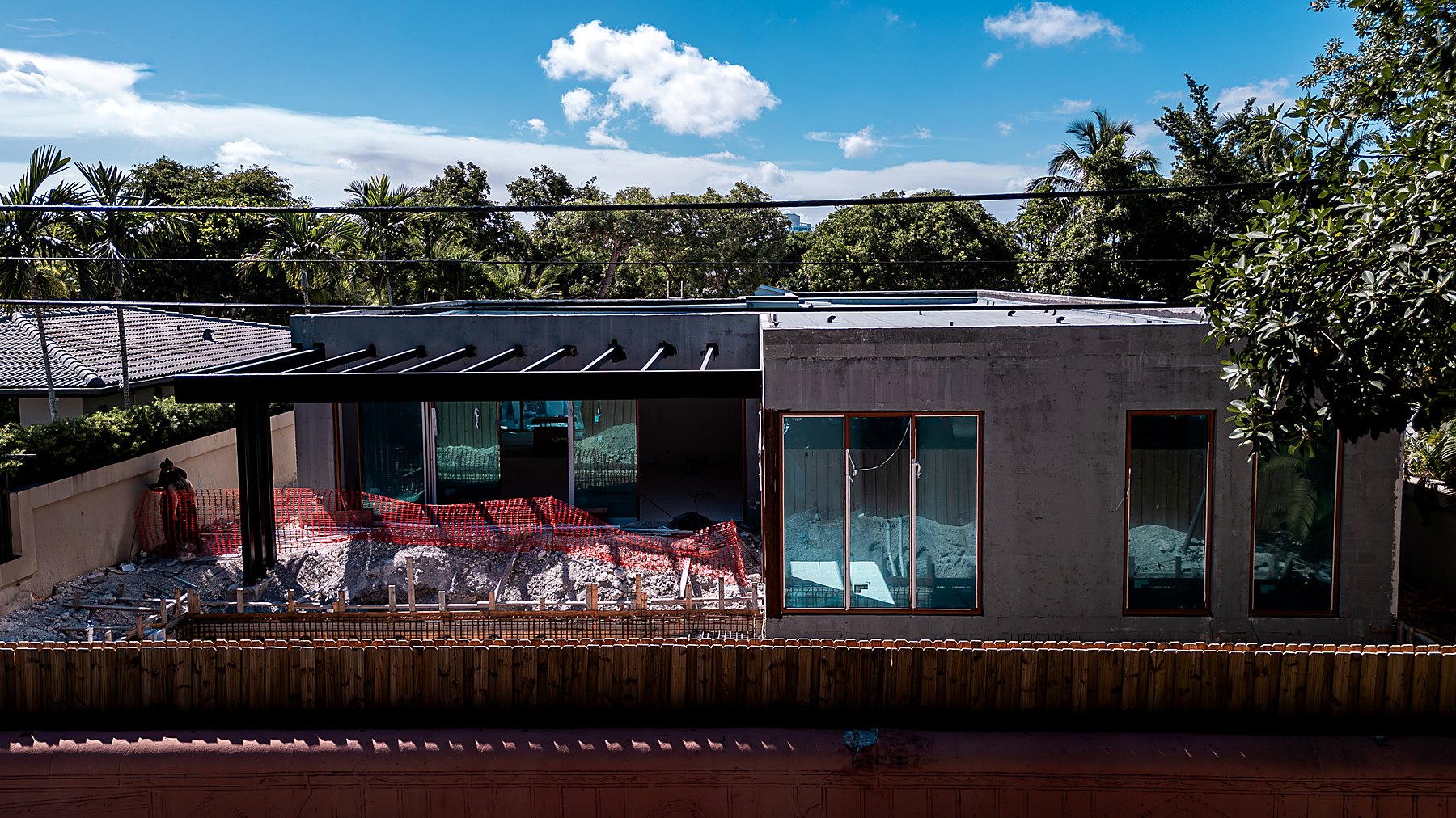 285 — concrete house under construction, elevated view, June 2026
