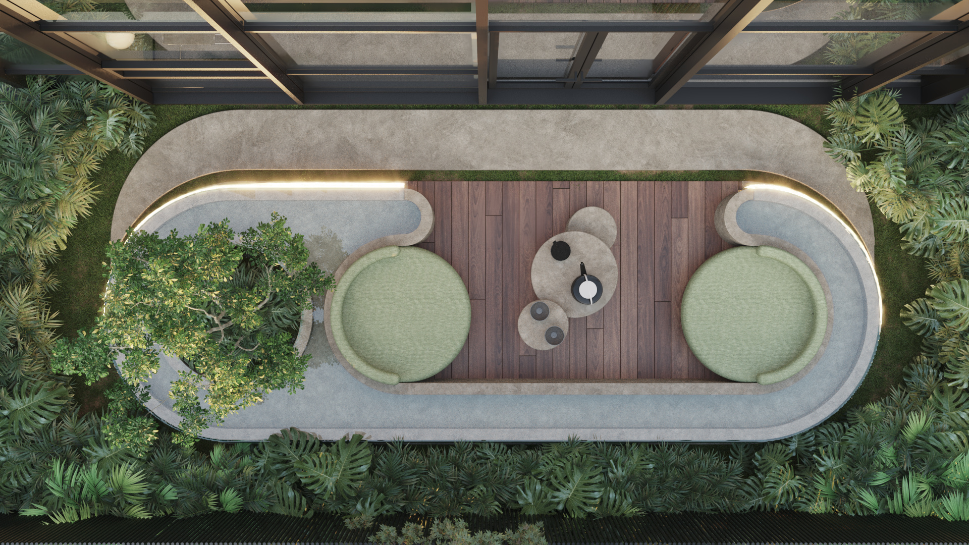 Healing Forest — aerial of the planted courtyard