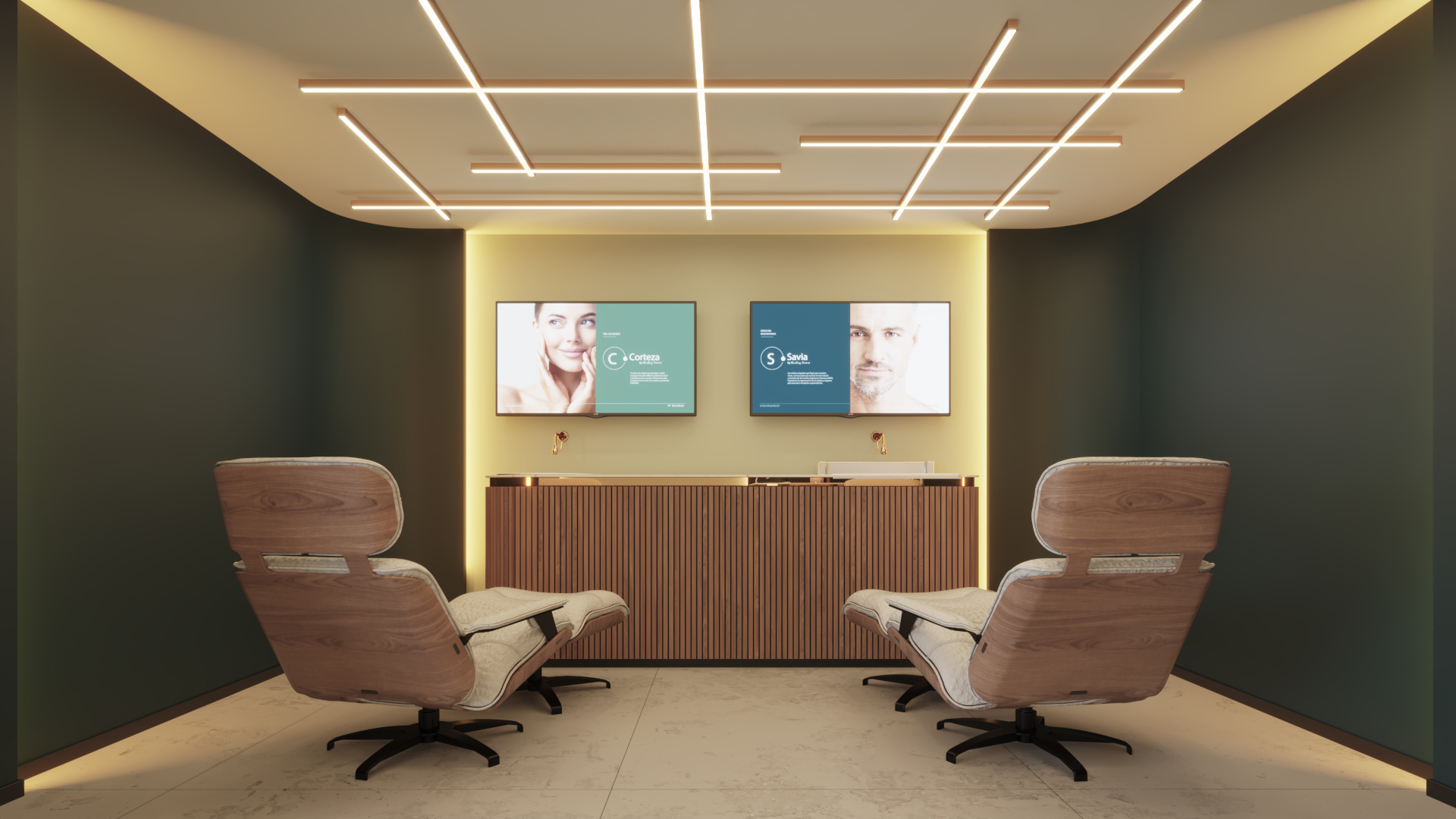 Healing Forest — consultation lounge with product displays